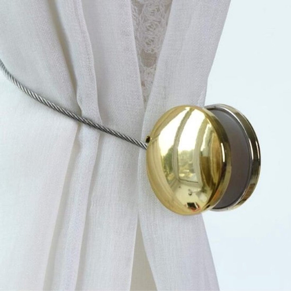 4x Magnetische Gordijnhouders zonder boren - Decoratieve gordijnbanden - Goud