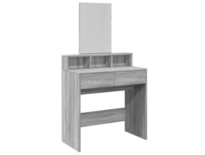 Xhnifbn Schminktisch mit Spiegel Kosmetiktisch Grau Sonoma 80x41x144,5 cm Kompakter Frisiertisch fürs Schlafzimmer mit integriertem Spiegel, 2 praktischen Schubladen und 3 offenen Fächern.