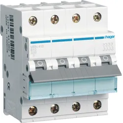 Hager MBN410 Leitungsschutzschalter 4 polig 6kA B-Charakteristik 10A 4 Module