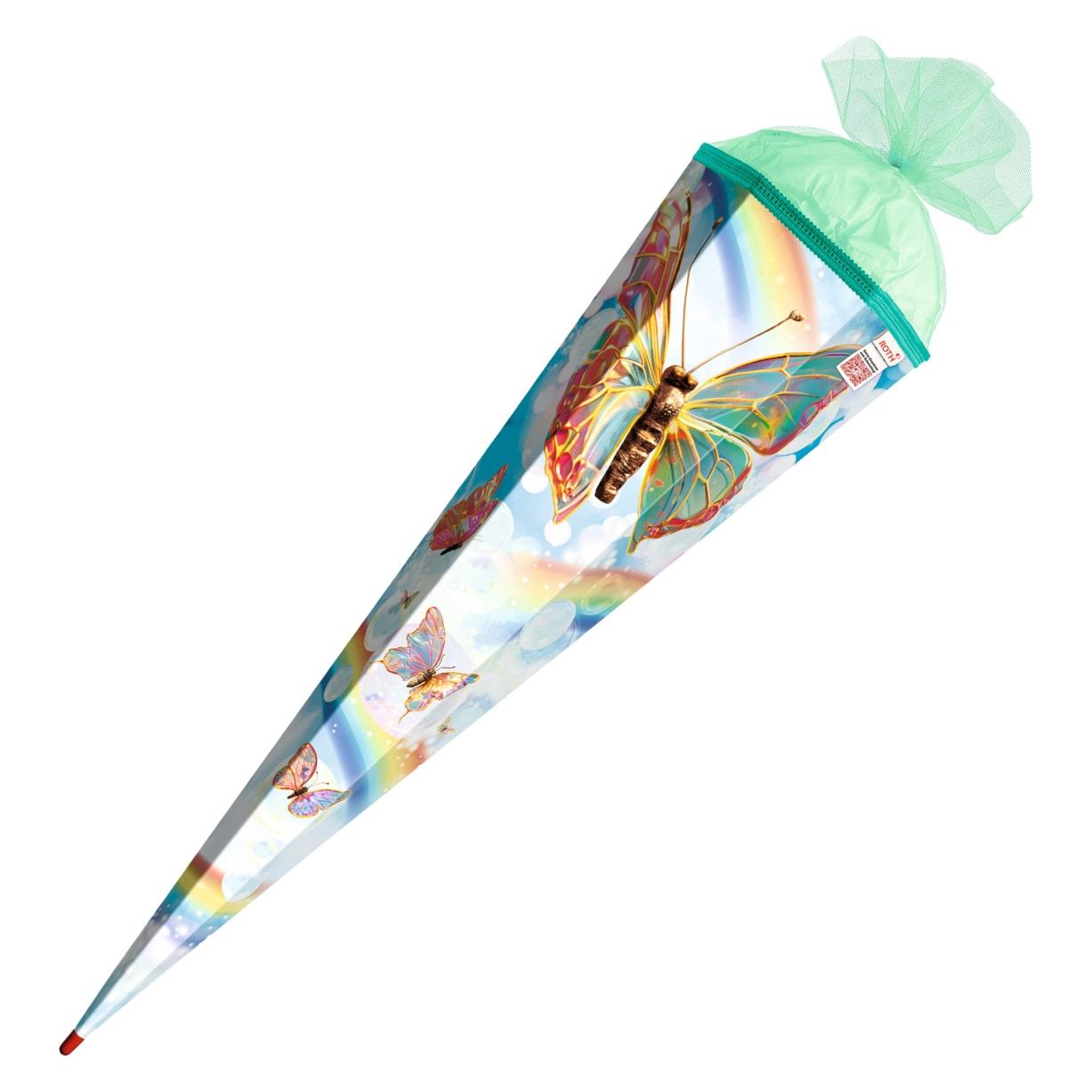 Roth Schultüte Rainbow Butterfly eckig Schutzspitze Tüllverschluss 85cm (85 cm, 1x) (71363547)