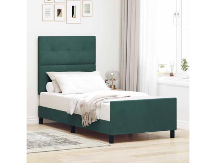 Samt Kiefer Luxus Design Schlafzimmer Modern 100 x 200 cm Grün Boxspringbett mit Kopfteil Dunkelgrün 100x200 cm Samt Bettgestell mit Lattenrost Verstellbar Luxus Doppelbett