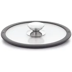 Berndes Glasdeckel mit schwarzem Silikonrand, Glas, transparent
