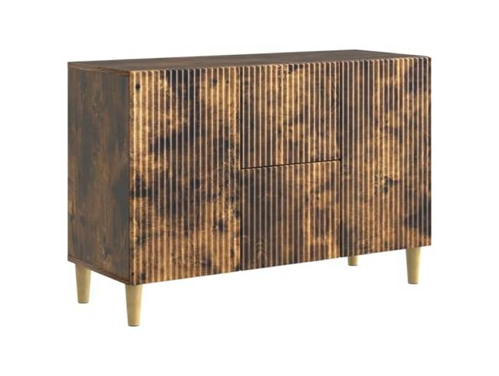 Sideboard Räuchereiche 89 x 34,5 x 60 cm Holzwerkstoff Anrichte, Buffet, Stauraum, Fächer, abgerundete Beine, feuchtes Tuch, Wohnzimmer