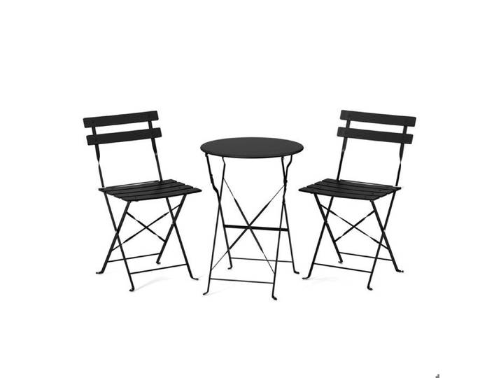 Ensemble de Bistrot en 3 pièces - VINGLI - Noir - Table & Chaise de Jardin Exterieur - Économes d'Espace
