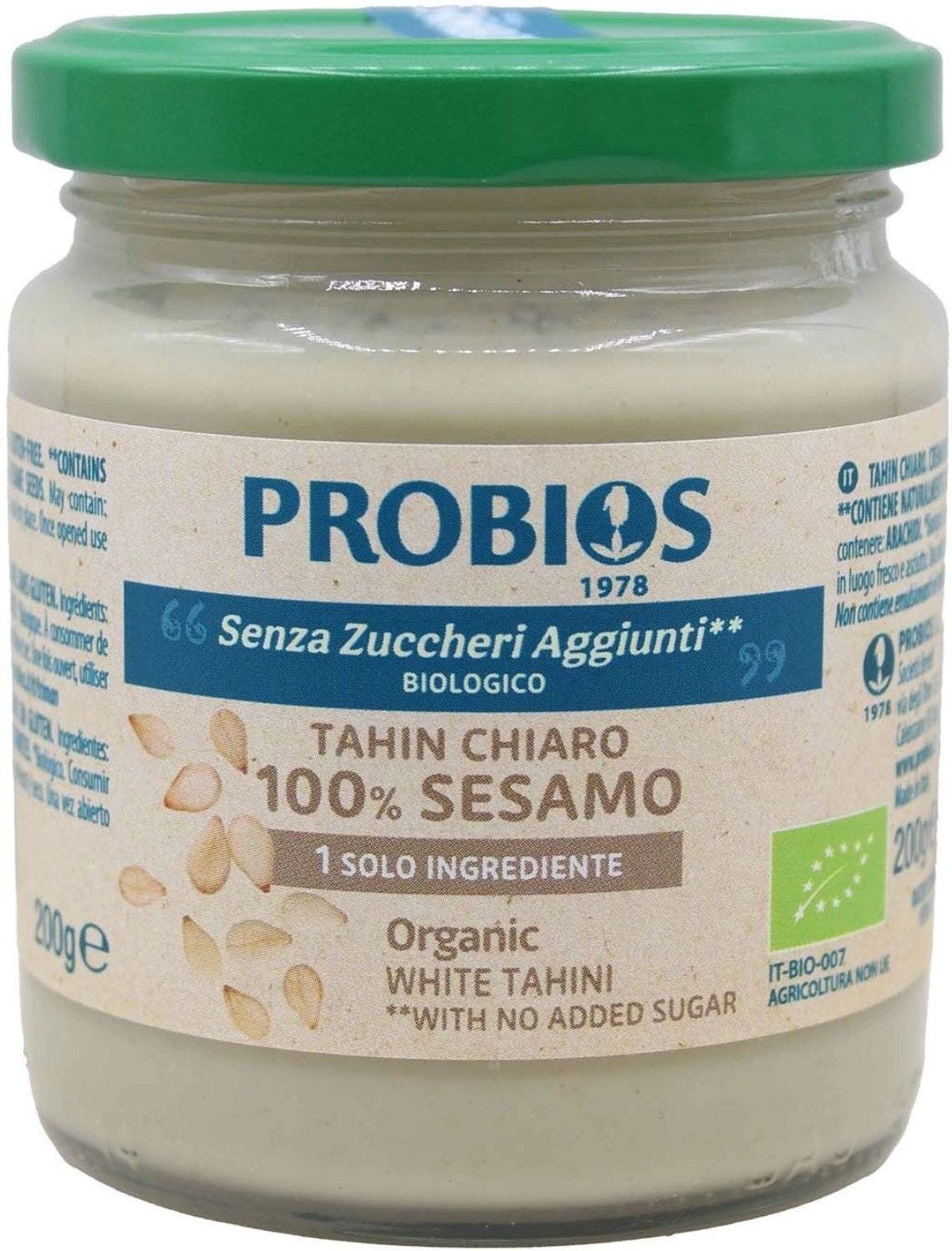 PROBIOS Crema Chiara 100% Sesamo - Tahin Chiaro Senza Glutine 200 Grammi 