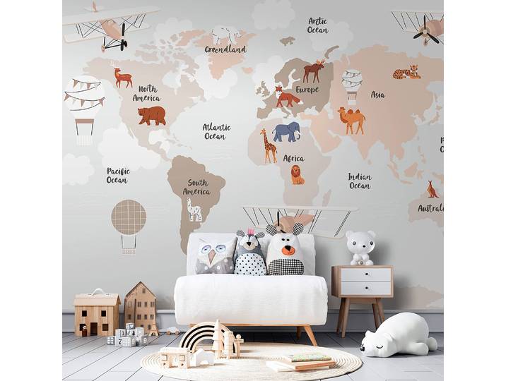 Papier peint animaux du monde 350 x 245cm Bleu