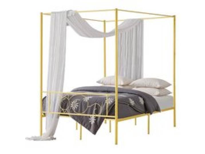 VEVOR Himmelbettrahmen (Full Size), Metallhimmelbett mit minimalistischem Kopfteil & Himmelbett-Design, robuste Stahllattenstütze (rund), Stauraum unter dem Bett, kein Boxspring erforderlich, Gold