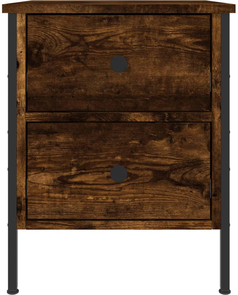 Rio Alius Iron Bedside Table Smoked Oak 50cm H X 40cm W X 42cm D