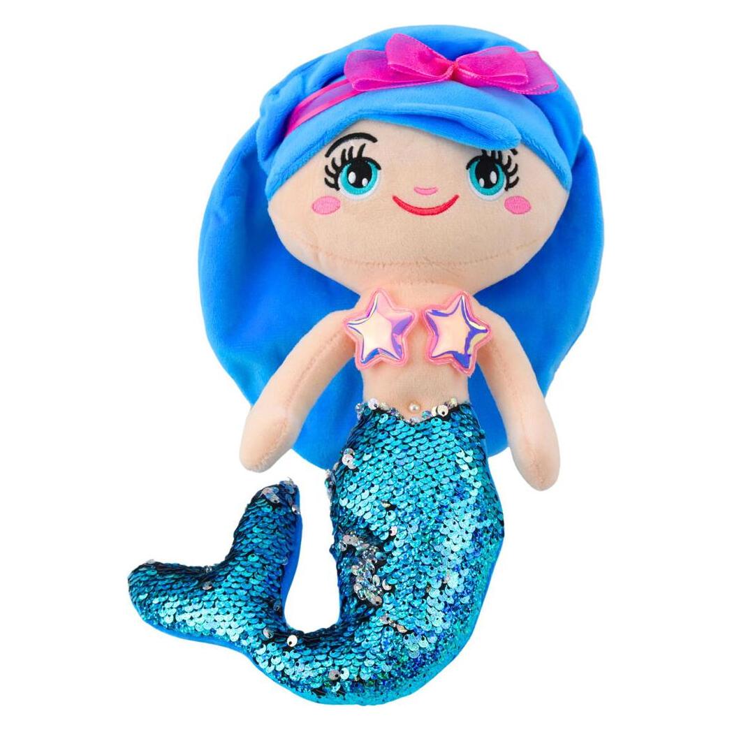 Lean Toys Plüsch Meerjungfrau Kuscheltier Schwanz Pailletten Blau 30cm (30 cm) (65614306)