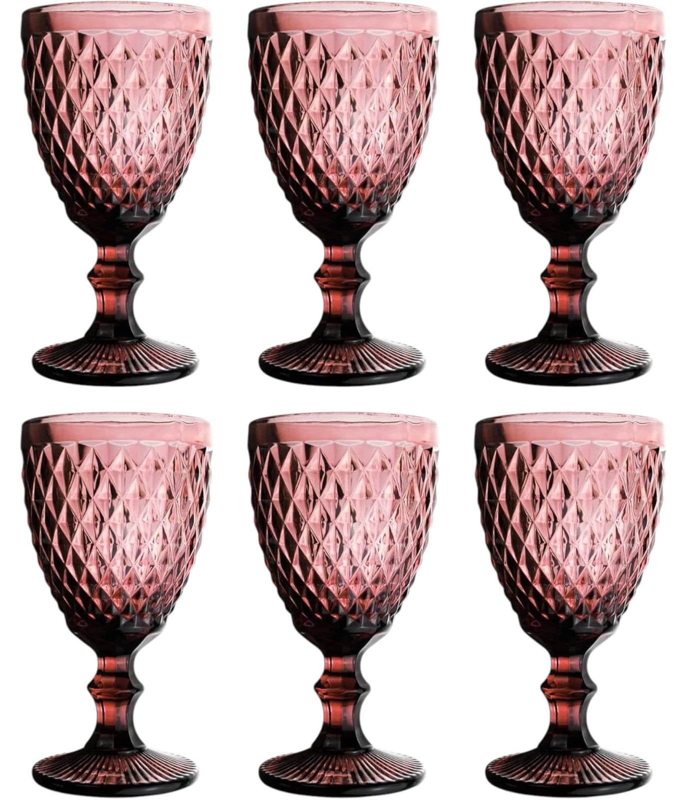 Vintage set van 6 paarse wijnglazen