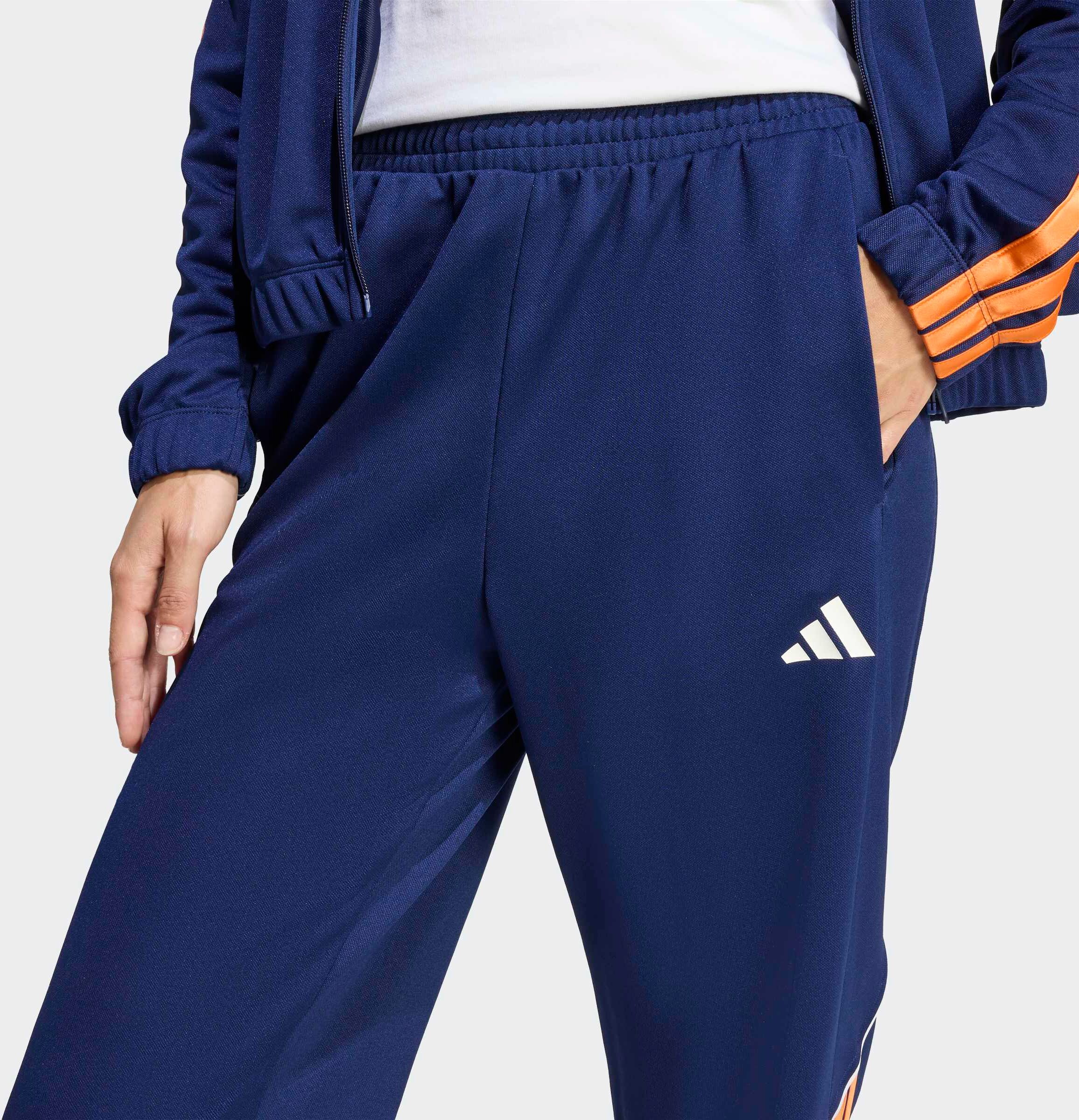 Trainingsanzug ADIDAS SPORTSWEAR "STADIUM 3-STREIFEN", Damen, Gr. M, blau (dunkelblau), Obermaterial: 100% Polyester, Sportanzüge Trainingsanzug, für Erwachsene, zweiteiliges Set, aus Polyester dunkelblau M