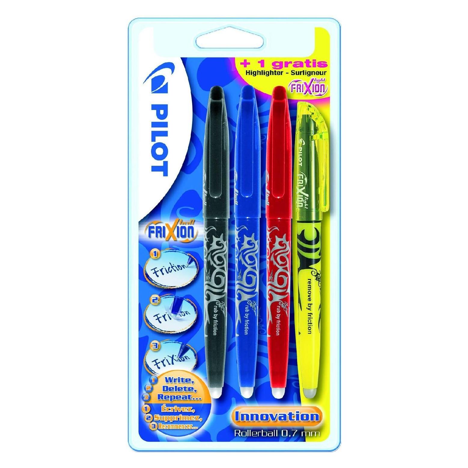 Pilot FriXion Ball + Light gratis (4x) (BL-FR7BRL+SW-FL Y/B4)