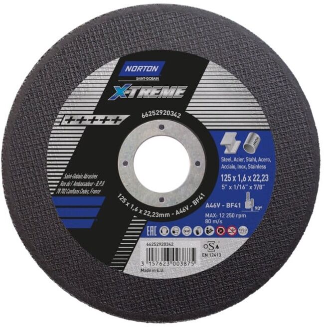 Norton Disque de coupe X-Treme 125x1,6 T41 ; Saint-Gobain (66252920342)