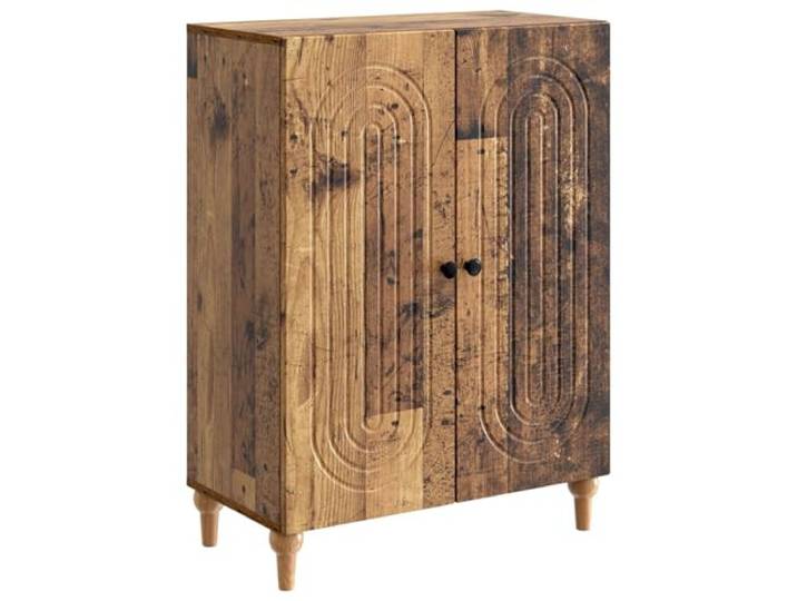 KPOTUERTU Sideboard Altholz 66 x 34,5 x 90 cm Holzwerkstoff Rechteckige Anrichte, gestreiftes Muster, Regale, 90°-Pendeltüren, feuchtes Tuch