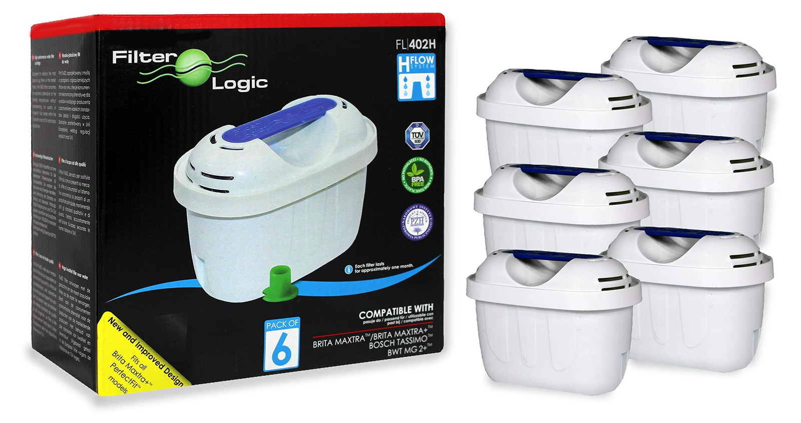 6 filterpatronen compatibel met Brita Maxtra+ Plus van Dripio