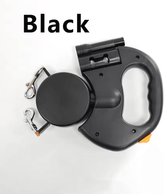 Inspire Curations DualGlow 360 Retractable Double Dog Leash With LED Light double ended Black