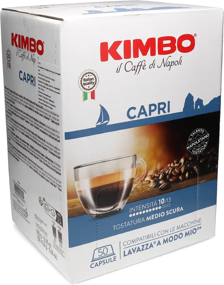 Mitac Kimbo   Capri - 50 Capsules de café pour Lavazza A Modo Mio - Café noir - Café Vanille - Compatible Lavazza A Modo Mio