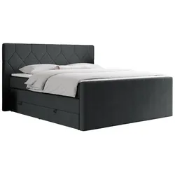 BOXSPRINGBETT KING EIGAR 180/200 Dunkelgrau Struktur - H3