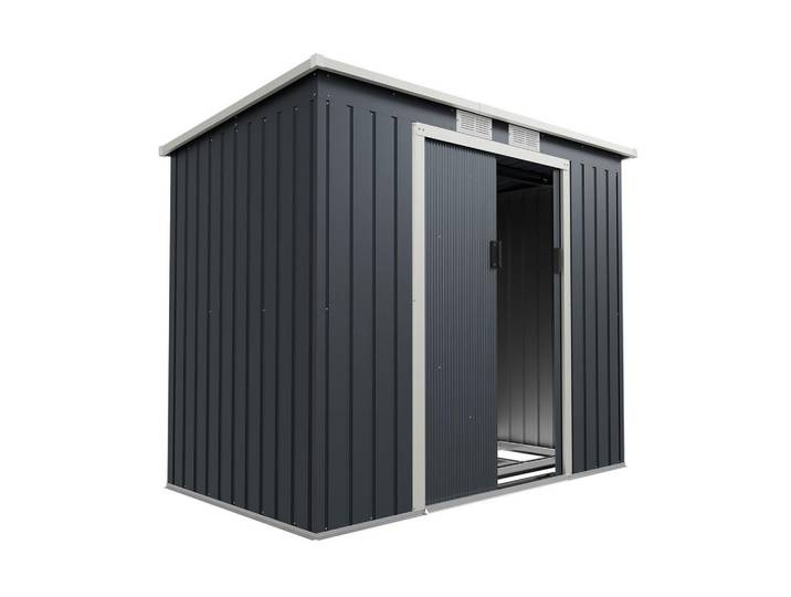 Juskys Geräteschuppen M Anthrazit, Metall, 132x174x218 cm, Gartenzubehör, Geräteschuppen