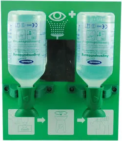 GRAMM medical healthcare GmbH Augenspülstation Double I ACTIOMEDIC® EYE CARE, 2 x 500 ml NACL, mit Wandhalterung 500.000.01100
