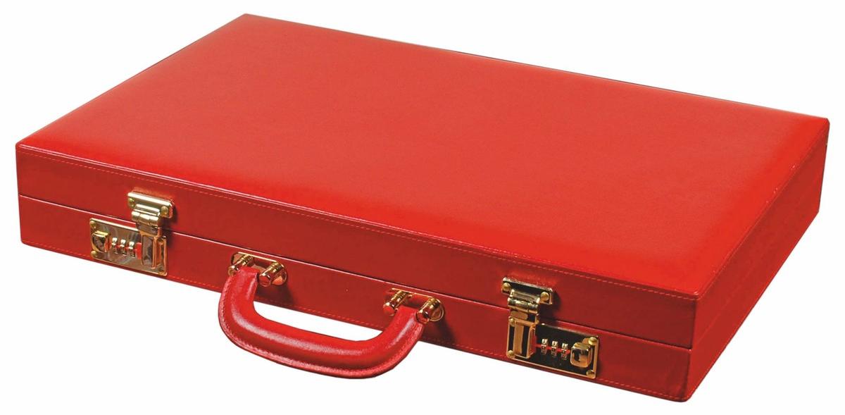 Casa Padrino Luxus Echtleder Backgammon Aktenkoffer Rot - Luxus Accessoires