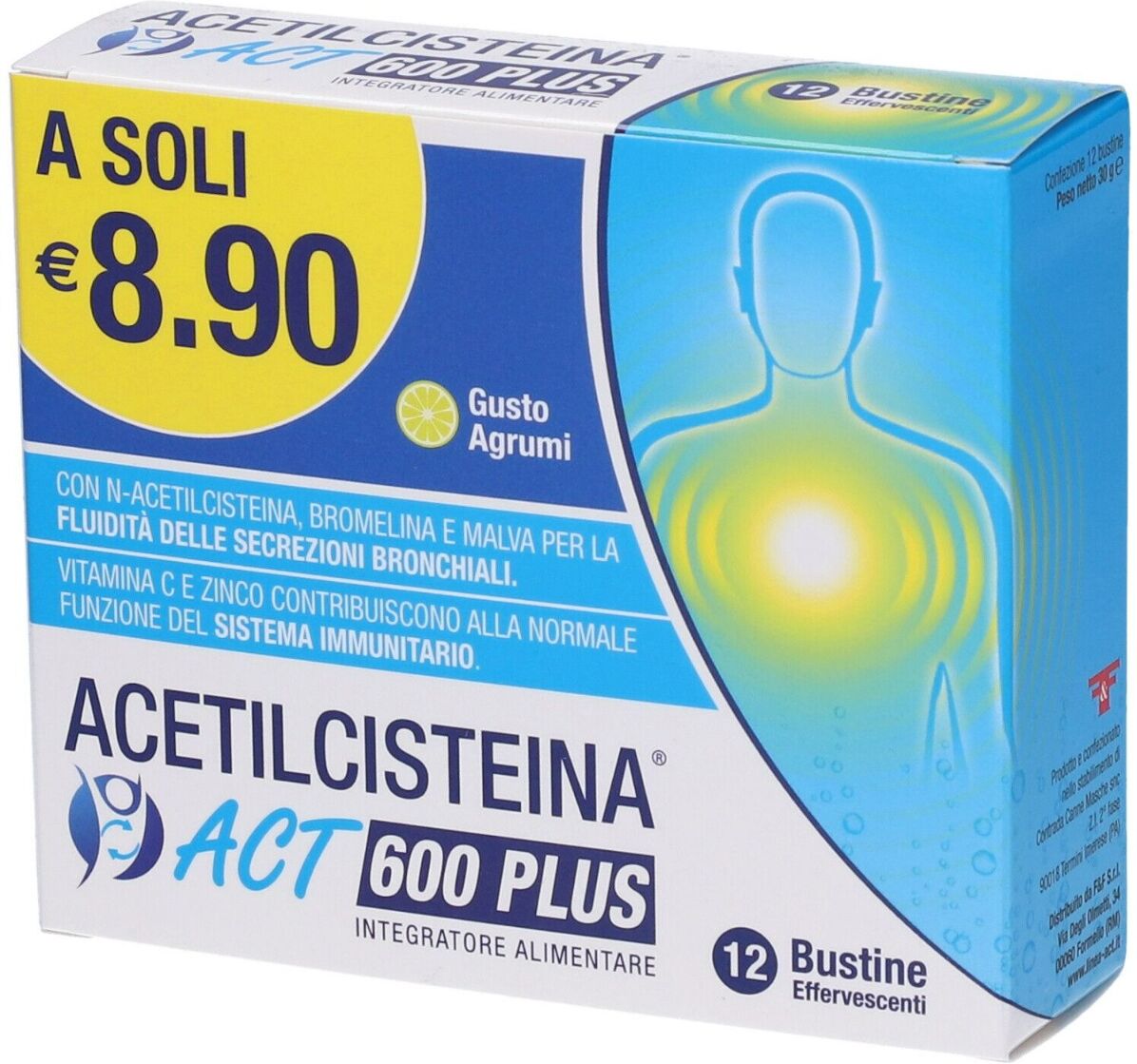 F&f Acetilcisteina Act 600 Plus 12Bust