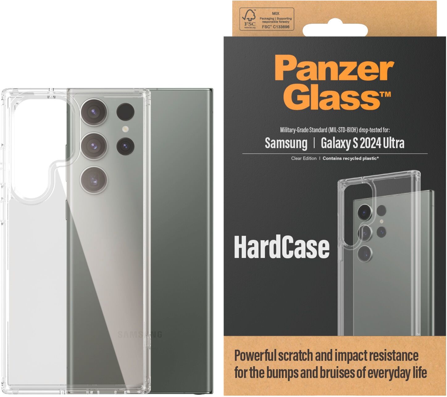 PANZERGLASS Handyhülle "HardCase für Samsung Galaxy S24 Ultra", transparent, Smartphones, Hüllen, Militärstandard MIL-STD 810H Backcover Schutzhülle stoßfest kratzfest, Handyhülle