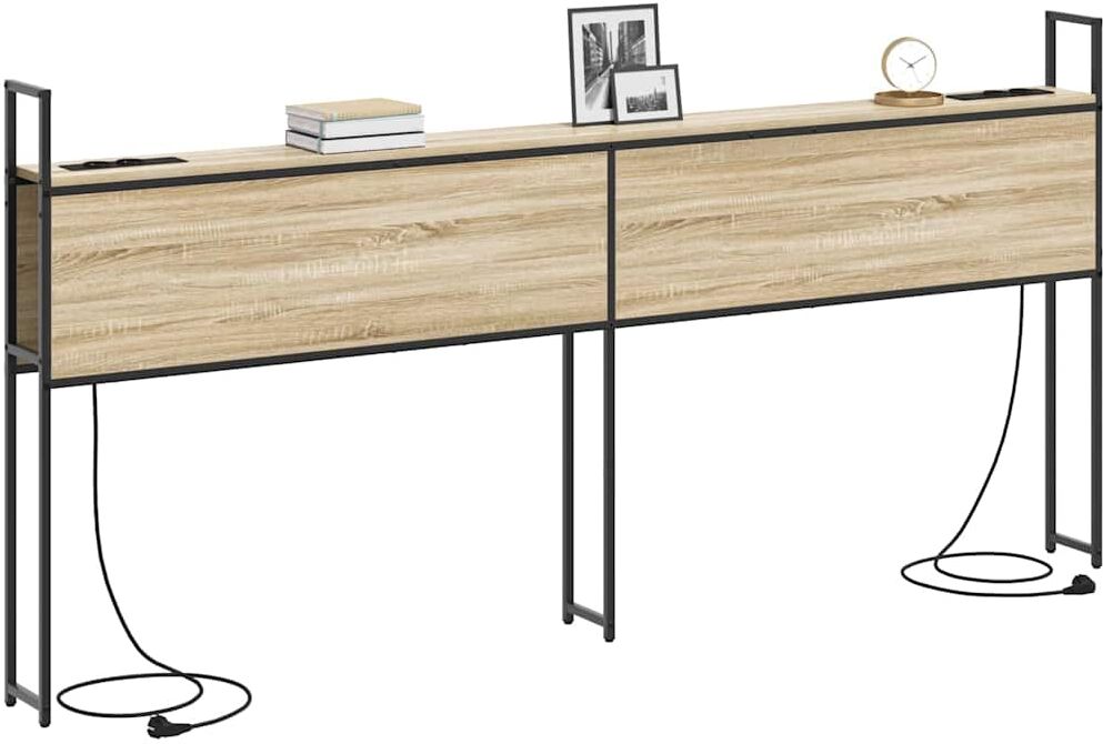 vidaXL Headboard de Rangement avec Station de Charge Chêne sonoma