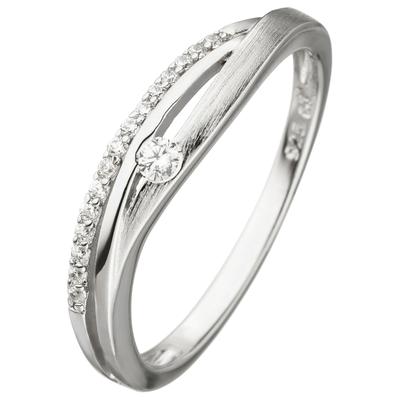 Silberring JOBO Gr. 54, silber (silber 925), Fingerringe, Damen, 54, Silber 925 (Sterlingsilber), Silberring, 925 Silber mit Zirkonia
