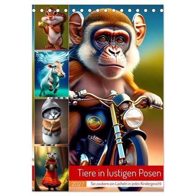 Tiere in lustigen Posen (Tischkalender 2027 DIN A5 hoch), CALVENDO Monatskalender
