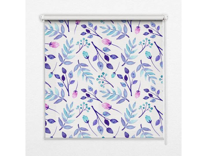 Tulup Innenrollo - Fensterrollo - Rollo - 90x180 cm - Blaue Blumen, Kunststoff, Rechteckig, 90x180x0.5 cm, Heimtextilien, Vorhänge, Rollos