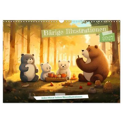 Bärige Illustrationen (Wandkalender 2027 DIN A3 quer), CALVENDO Monatskalender