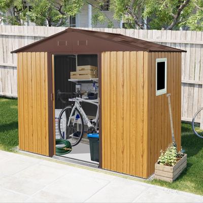 GDFStudio GDF Studio - Harlow Outdoor Metal Storage Shed with Window and Metal Foundation