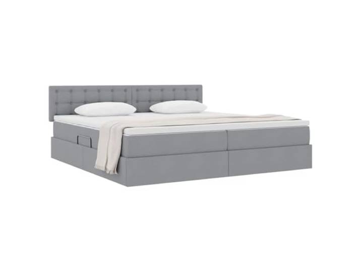 KTHLBRH Boxspringbett Hellgrau 200 x 200 cm mit Matratze Modernes rechteckiges Design, stabiler Rahmen, Hebemechanismus, platzsparend