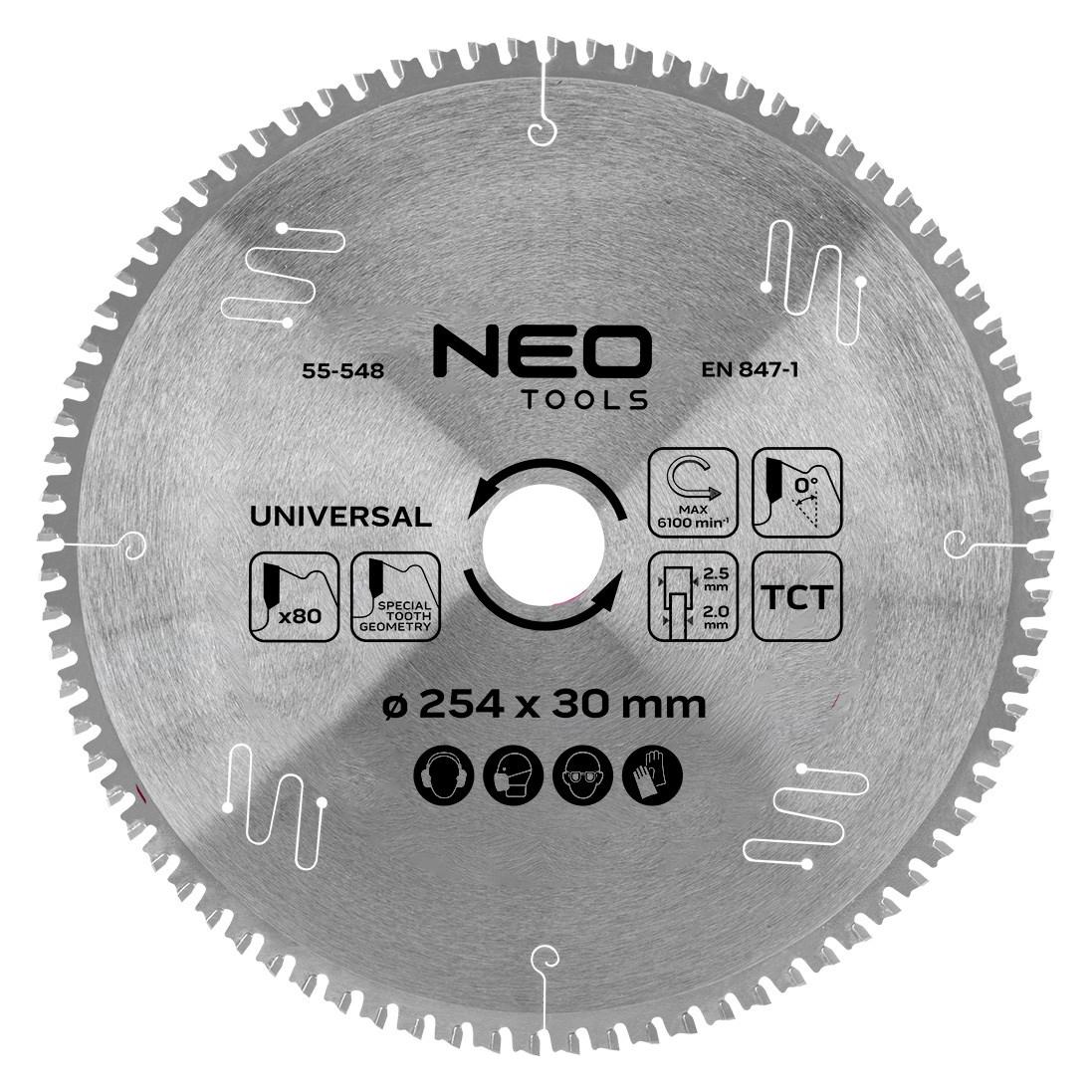 Topex Neo Neo Tools Diskinio pjuklo diskas, Widia, 254 x 30 mm, 80 dantu, universalus (55-548)