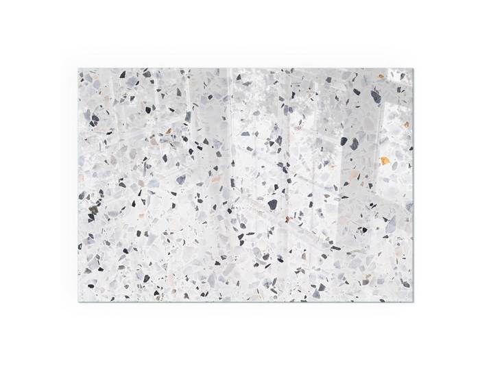 Tulup Kaminbodenplatte 100x70 cm - Steinmuster mit Partikeln, Weiß, Glas, Rechteckig, 100x70x0.4 cm, Elektrogeräte, Heizgeräte, Elektrokamine