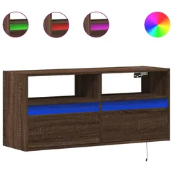 vidaXL TV-Wandschrank LED-Beleuchtung Braun Eichen-Optik 100x31x45 cm