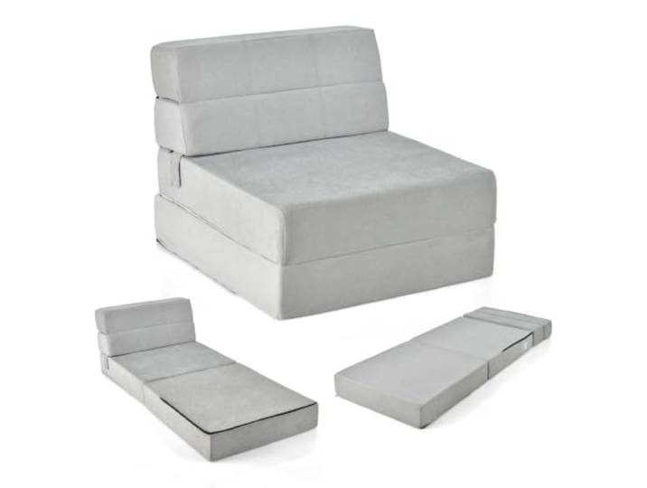 Helloshop26 Klappbare Matratze, 190 x 71 x 15 cm, optimaler Komfort, waschbarer Bezug, modernes Design, Schaumstoff, Grau, 20_0012677