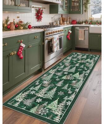 Garvee Christmas Tree Snowflake Washable Area Rug