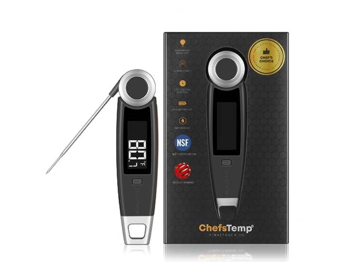 ChefsTemp Finaltouch X10 Fleischthermometer, 1 Sekunde, sofortiges Ablesen, Influencer Picks, professionelles digitales Thermometer für Küche, Lebensmittel, Kochen, Grill, Smoker, Süßigkeiten,