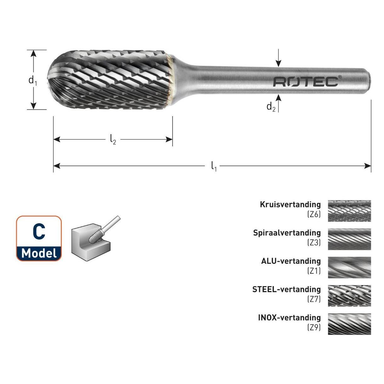 Rotec 432.0601 4320601 HM-Stiftfrees 6 mm model C (58707023)