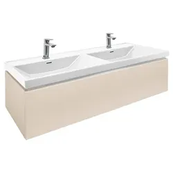 SAT Feel Waschtisch mit Unterschrank und Armaturen 120x30x44,8 cm sandbeige matt SATFEEL120BEU4BA