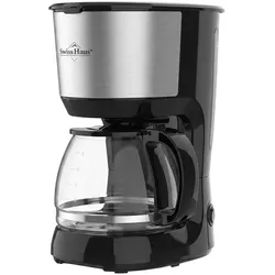 Swiss haus 1.25 l Kaffeemaschine 750W mit Glaskanne, Filterkaffeemaschine, Schwarz