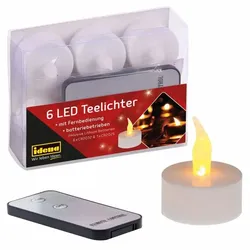 Idena LED Teelichter batteriebetrieben mit Fernbedienung Ø4x4,5cm 6 Stück