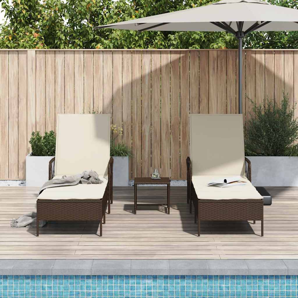 vidaXL Transat 3 pc polyrotin Marron et crème blanche