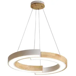 Pendelleuchte Hängeleuchte Deckenleuchte Aluminium Weiß Holz LED CRI80 H 112 cm