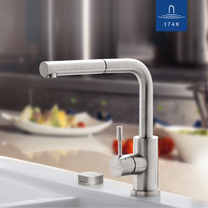 Villeroy und Boch Steel Shower Küchenarmatur 969701LC 11 l/min, ausziehbar, Edelstahl massiv