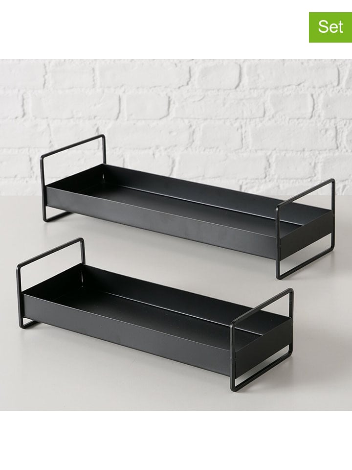 Boltze 2er-Set: Tabletts "Wolga" in Schwarz - onesize