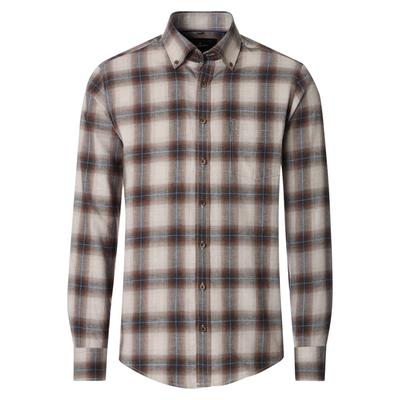 Flanellhemd CASAMODA "CASAMODA Flanellhemd kariert", Herren, Gr. M, Normalgrößen, braun, 100% Baumwolle, kariert, comfort fit, Hemden
