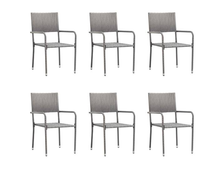 vidaXL Garten-Essstühle 6 Stk. Stapelbar Grau Polyrattan